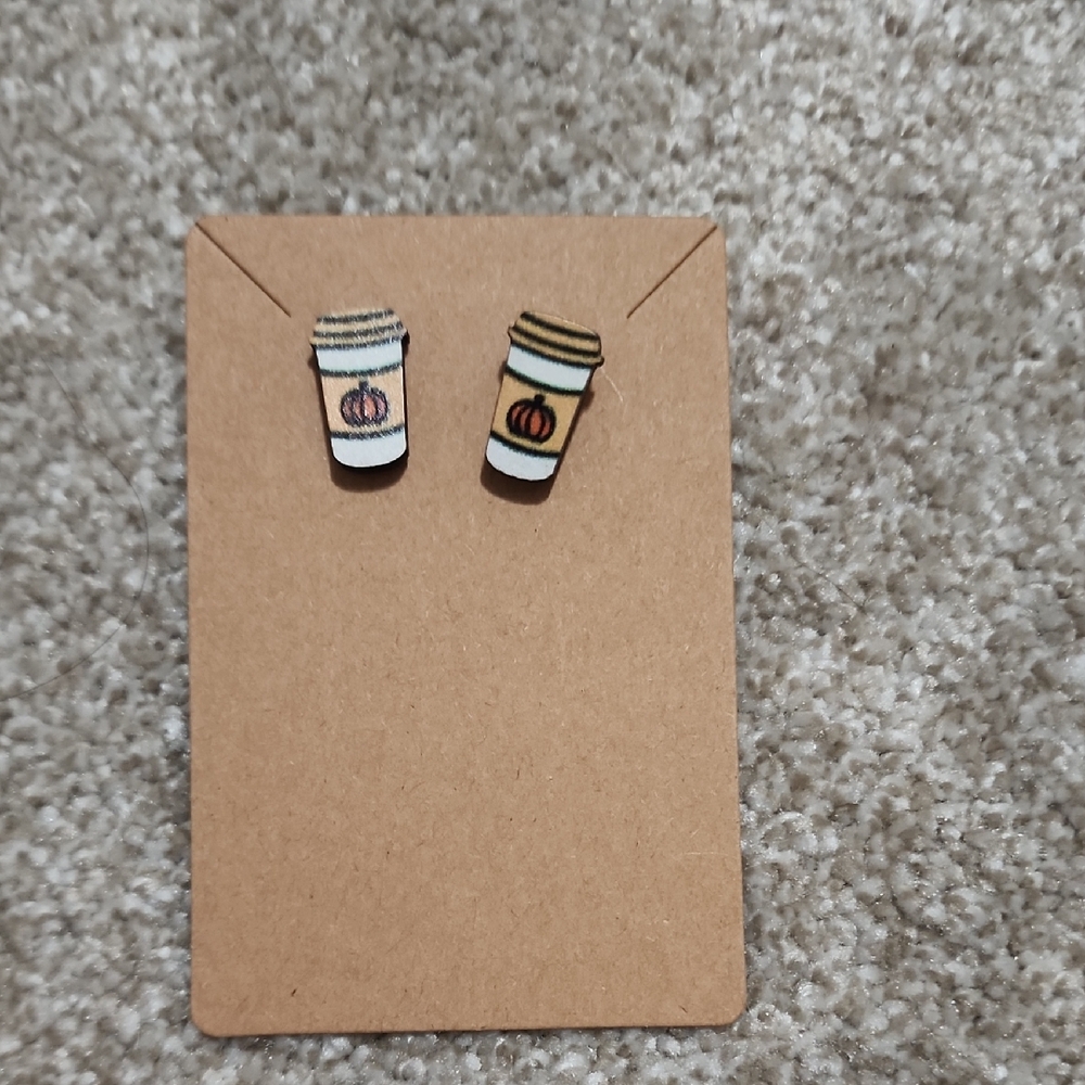 Pumpkin Coffee Cup‎ Earrings